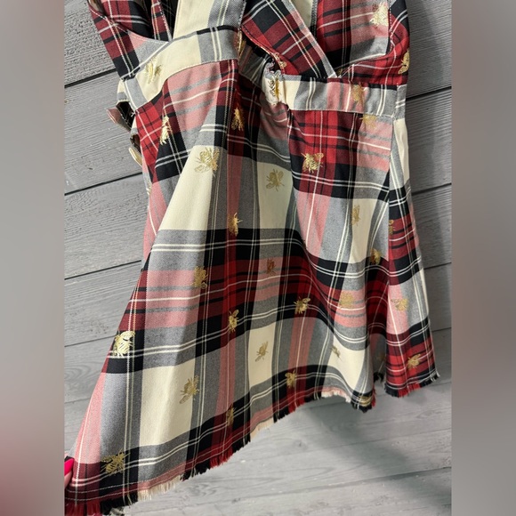 NWT Urban Outfitters Chandler Plaid Gold Bee Jumper Dress Sz Medium - Picture 10 of 10